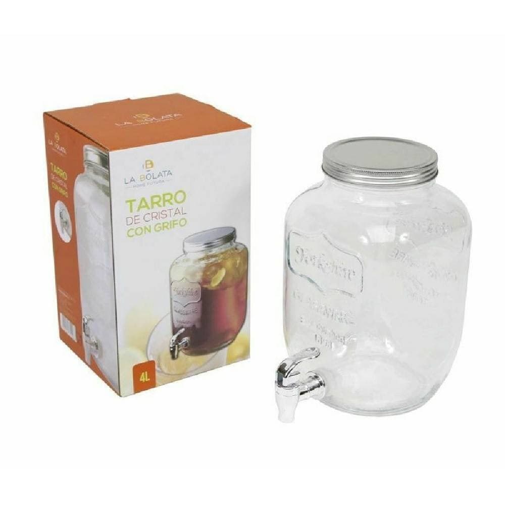 Barattolo-Dispenser-Contenitore-In-Vetro-4-Litri-Con-Rubinetto-Vino-Acqua