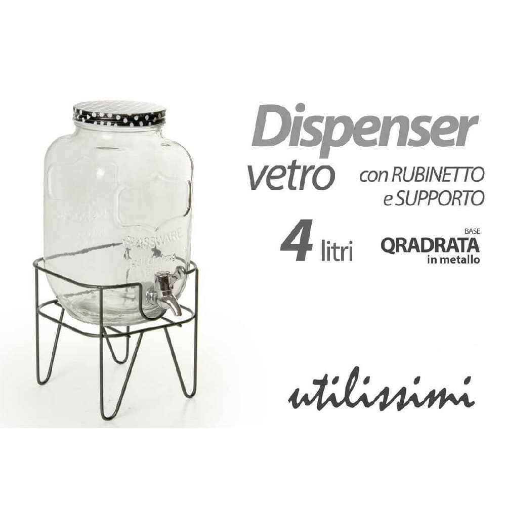 Barattolo Dispenser In Vetro Con Rubinetto Supporto 4lt Quadrata Metallo 796470 Casa e cucina/Organizzazione interni/Organizzazione bagno/Barattoli Trade Shop italia - Napoli, Commerciovirtuoso.it