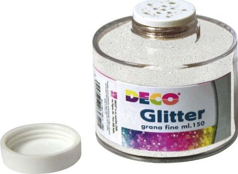 Barattolo Glitter - grana fine - 150ml - bianco-iride - DECO Casa e cucina/Hobby creativi/Materiali per hobby creativi/Glitter Eurocartuccia - Pavullo, Commerciovirtuoso.it