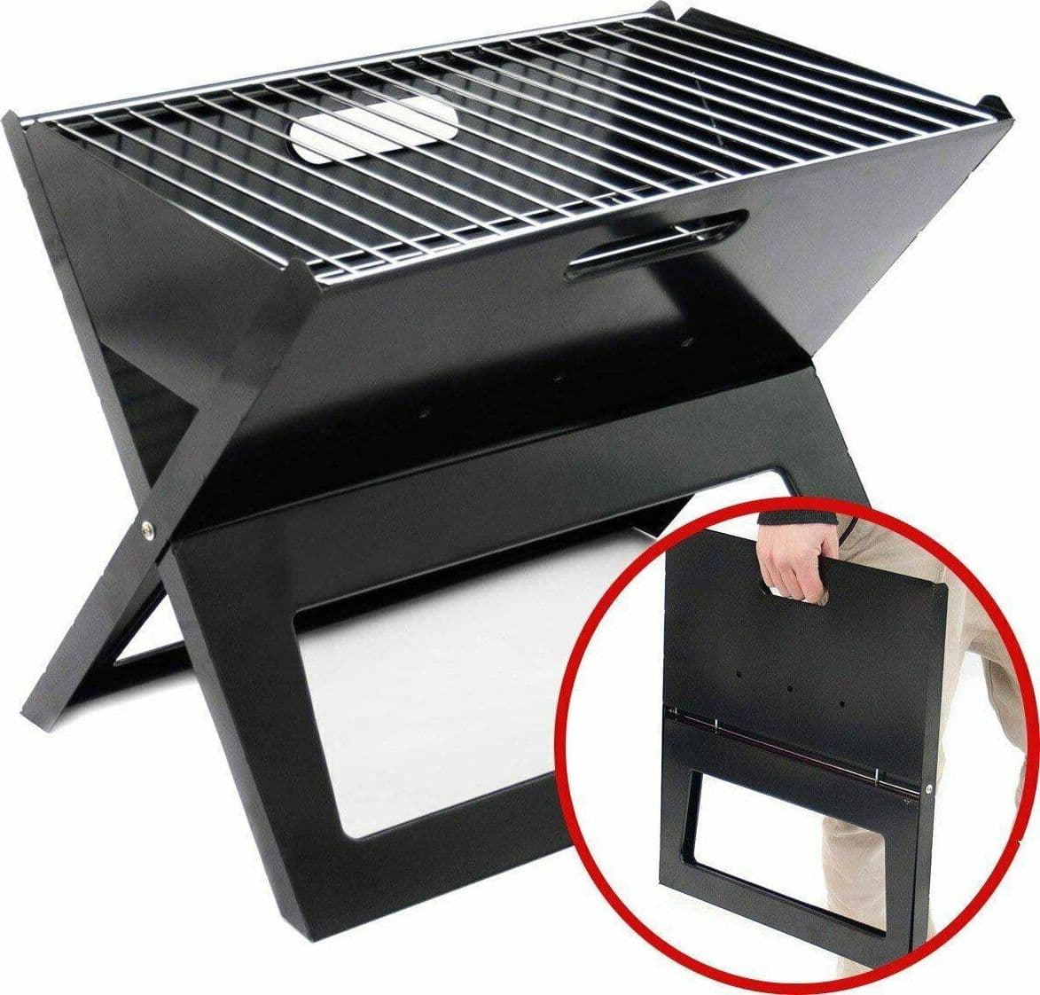 Barbecue-A-Carbone-Carbonella-Bbq-Grill-In-Metallo-Pieghevole-Portatile-Picnic