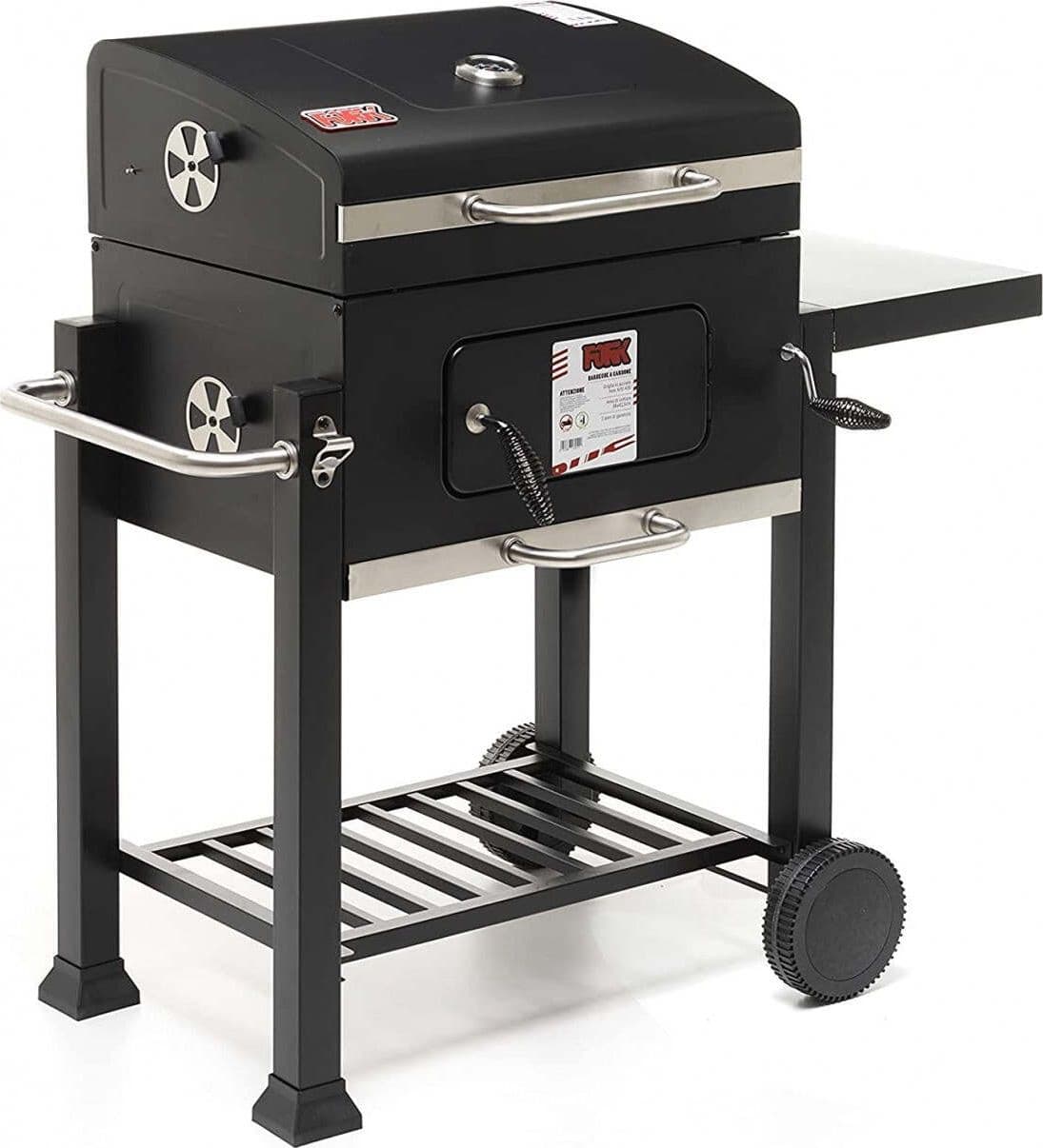 Barbecue a Carbone Nero Con Ruote Bbq Durango Vassoio per Carbone Regolabile Piano Appoggio Incluso Giardino e giardinaggio/Barbecue e picnic/Barbecue e affumicatori/Barbecue da giardino e terrazza/Barbecue a carbone Ferus - Montoro, Commerciovirtuoso.it