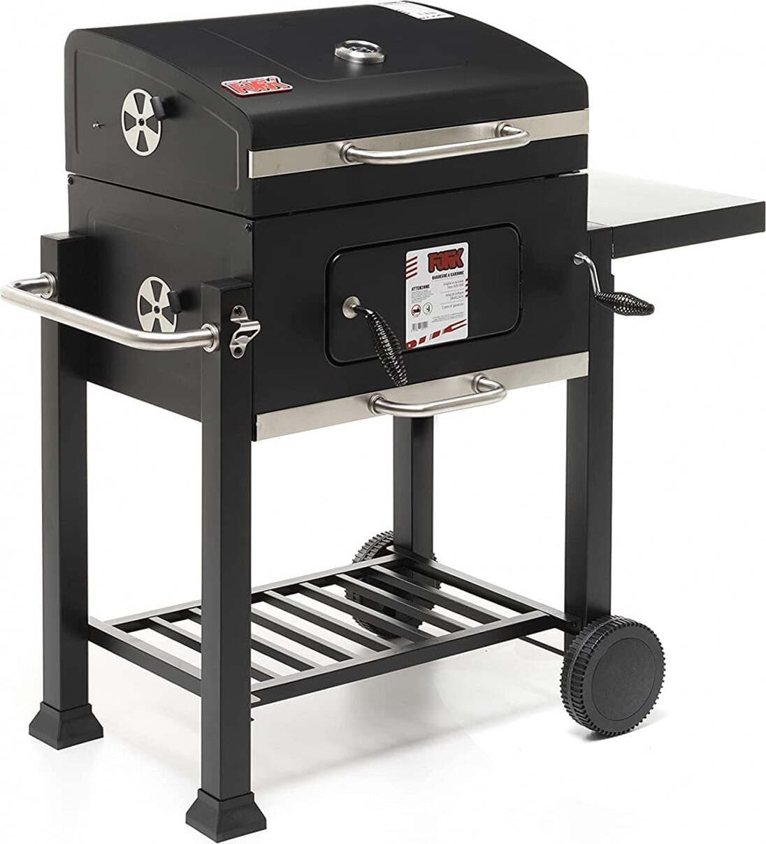 Barbecue a Carbone Nero Con Ruote Bbq Durango Vassoio per Carbone Regolabile Piano Appoggio Incluso Giardino e giardinaggio/Barbecue e picnic/Barbecue e affumicatori/Barbecue da giardino e terrazza/Barbecue a carbone Ferus - Montoro, Commerciovirtuoso.it