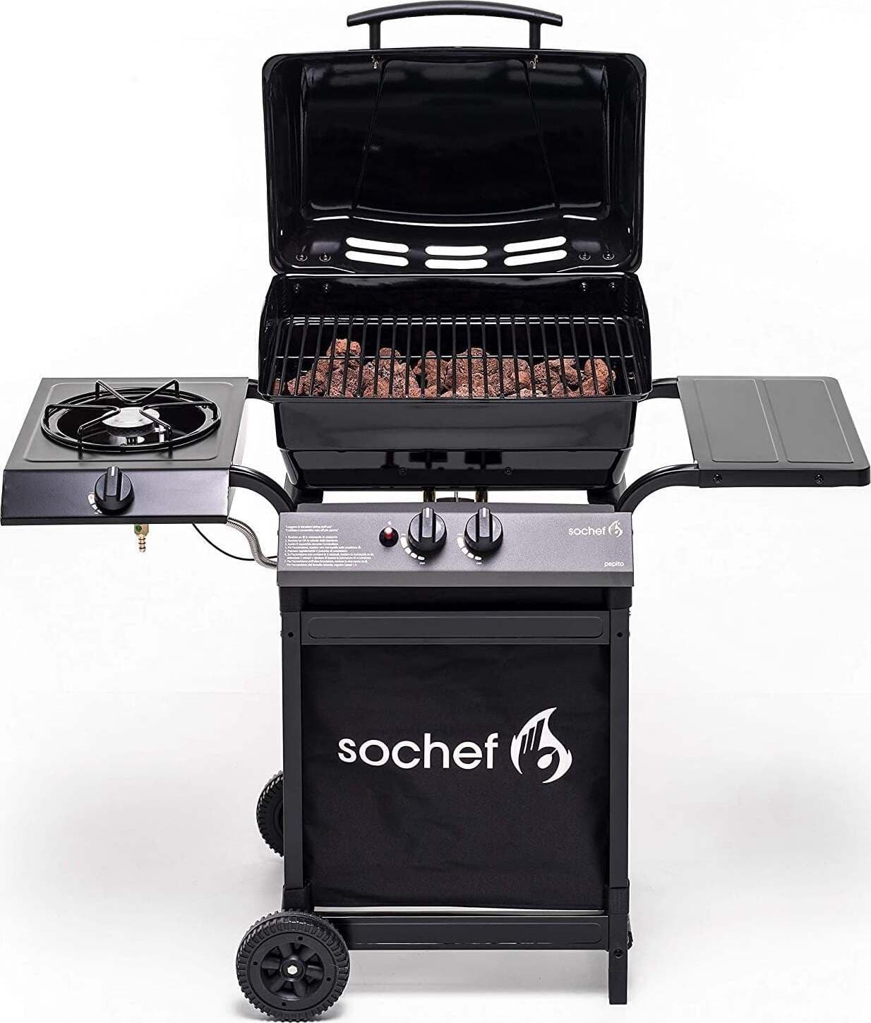 Barbecue a Gas C/fornello Piùpepito Sochef B Bq Barbecue Da Giardino Nero 10k W 2 Bruciatori in Acciaio Inossidabile Con Ripiano Laterale Giardino e giardinaggio/Barbecue e picnic/Barbecue e affumicatori/Barbecue da giardino e terrazza/Barbecue a gas Ferus - Montoro, Commerciovirtuoso.it