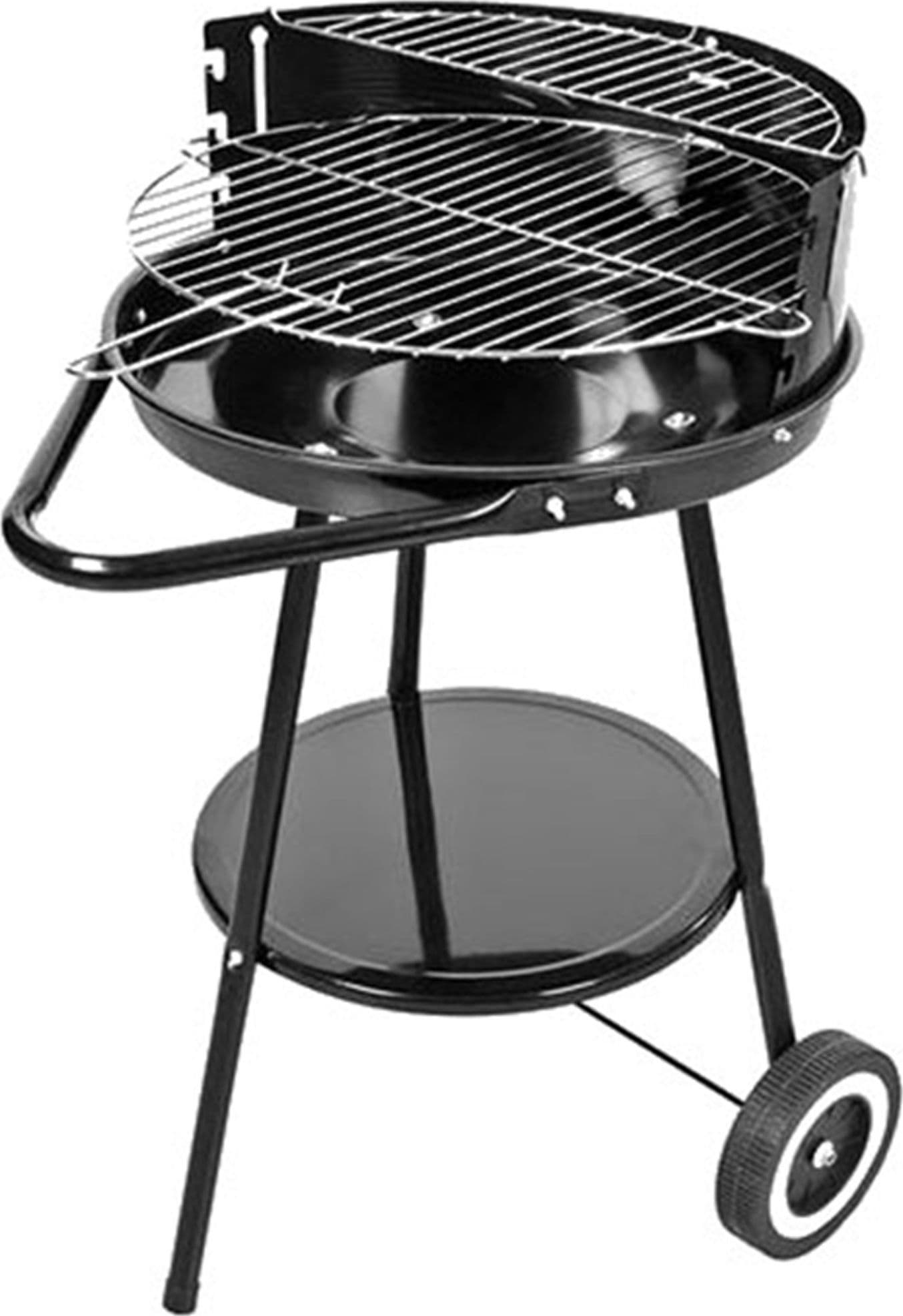 Barbecue-Steel-Grill-A-Carbone-43x41x72-Cm-Con-2-Ruote-Bbq-Nero-Con-Griglia-Inox