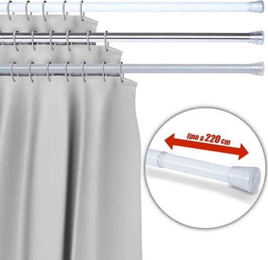 BARRA TELESCOPICA PER TENDA DA DOCCIA 110 CM FINO A 200 CM ALLUMINIO BIANCO Casa e cucina/Bagno/Accessori per il bagno/Tende da doccia binari e ganci/Bastoni e telai per tende Trade Shop italia - Napoli, Commerciovirtuoso.it