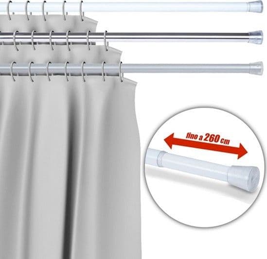 BARRA TELESCOPICA PER TENDA DA DOCCIA 140 CM FINO A 260 CM ALLUMINIO BIANCO Casa e cucina/Bagno/Accessori per il bagno/Tende da doccia binari e ganci/Bastoni e telai per tende Trade Shop italia - Napoli, Commerciovirtuoso.it