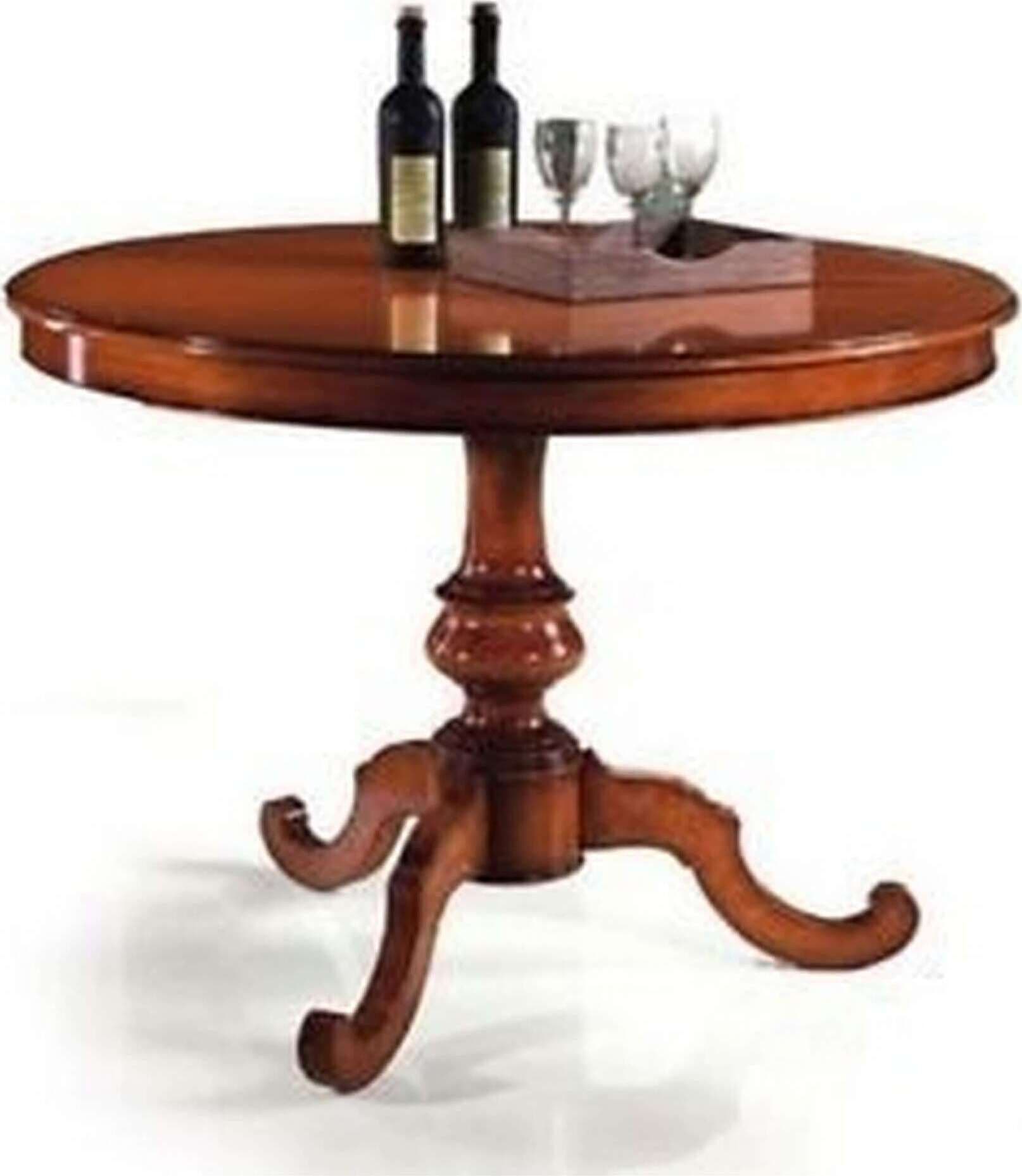 BARRY---tavolo-da-pranzo-allungabile-in-legno-massello-tondo-120/160-Tinta-noce-Milani-Home