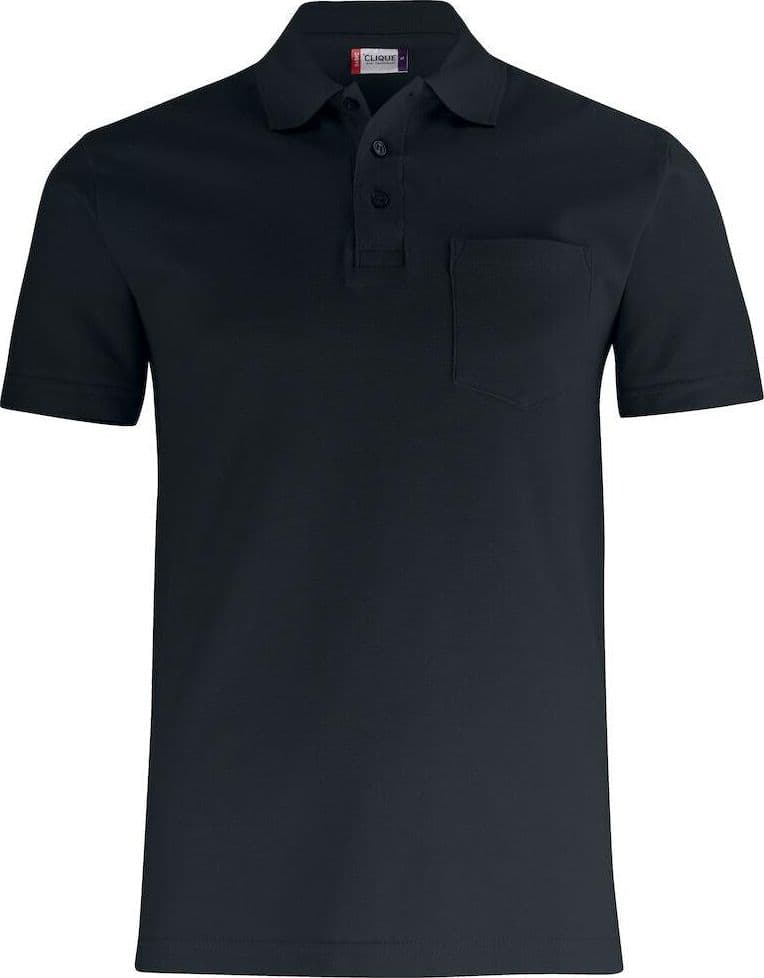 Basic Polo Nero Polo Manica Corta con Taschino in Polo Dresswork - Como, commercioVirtuoso.it