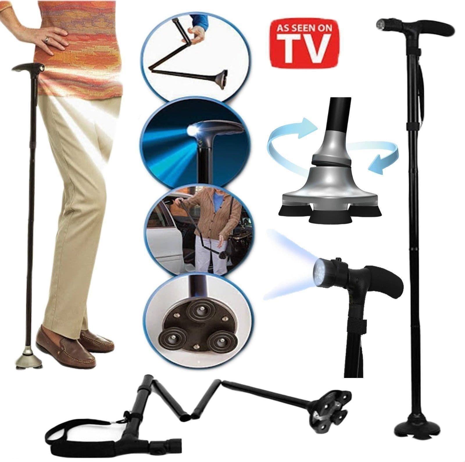 Bastone Magic Cane Da Passeggio Pieghevole Per Anziani + Torcia Led Visto In Tv Salute e cura della persona/Ausili per la mobilità e vita quotidiana/Bastoni da passeggio stampelle e accessori/Bastoni da passeggio pieghevoli Trade Shop italia - Napoli, Commerciovirtuoso.it