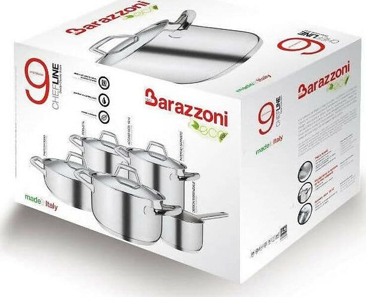 Batteria-di-pentole-9-pezzi-barazzoni-chef-line-in-acciaio-inox-18/10-alta-qualità-con-mainico-in-acciaio-linea-chef