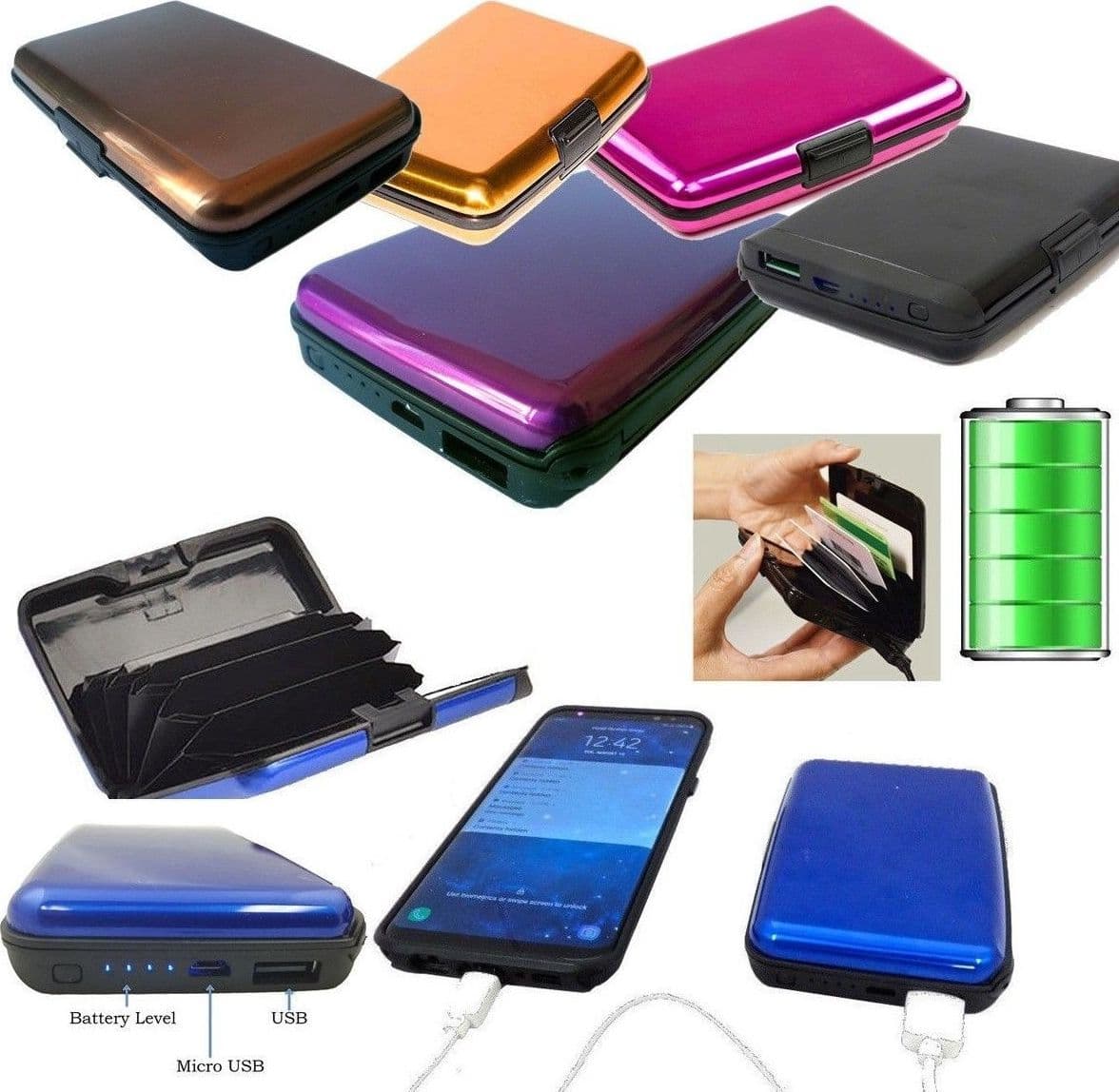 BATTERIA ESTERNA POWER BANK 2 IN 1 PORTA CARTE DI CREDITO TESSERA IN ALLUMINIO Trade Shop italia - Napoli, Commerciovirtuoso.it