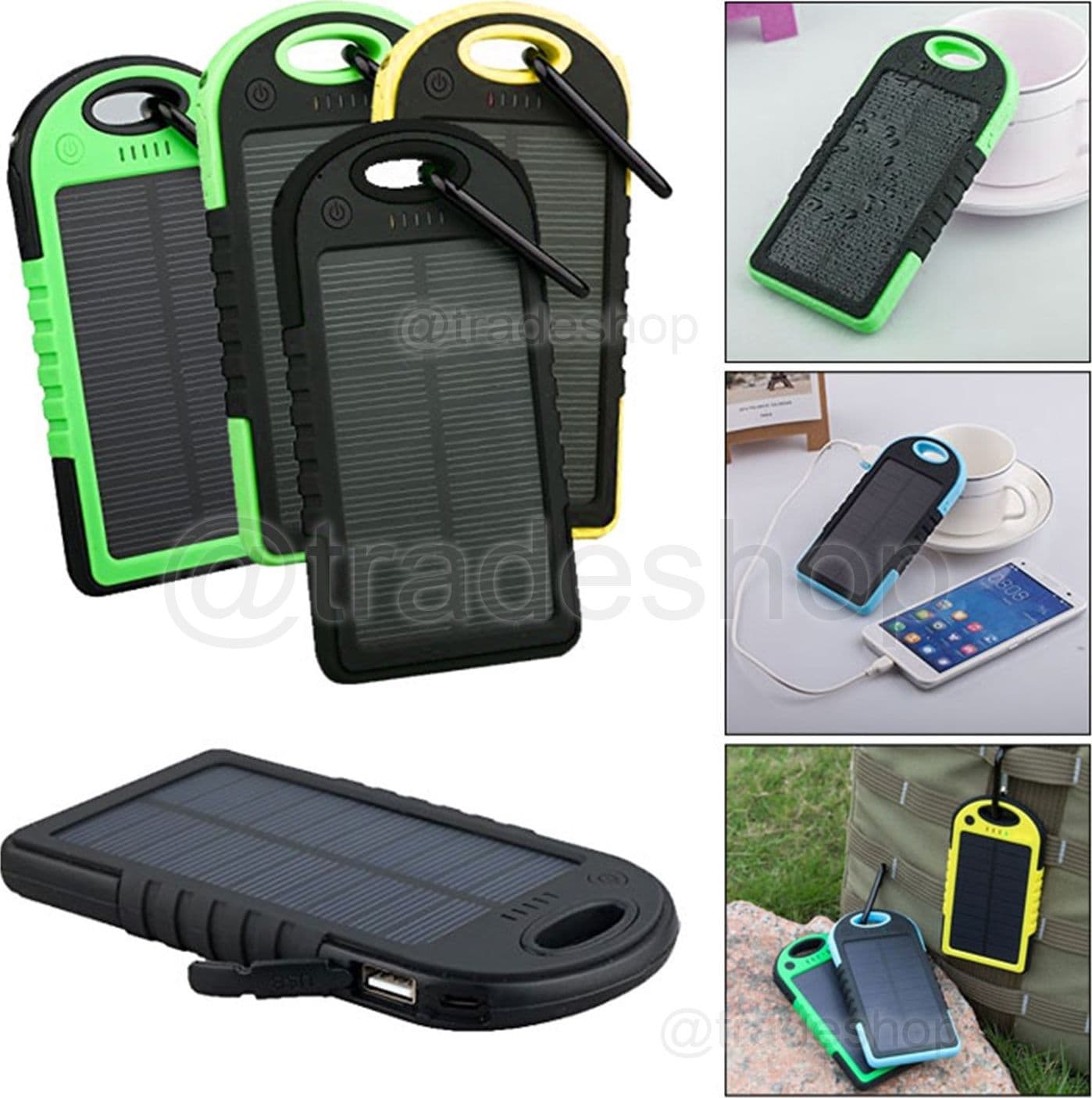BATTERIA ESTERNA SOLARE IMPERMEABILE CARICABATTERIA POWER BANK 8000MAH SOLAR APS Trade Shop italia - Napoli, Commerciovirtuoso.it