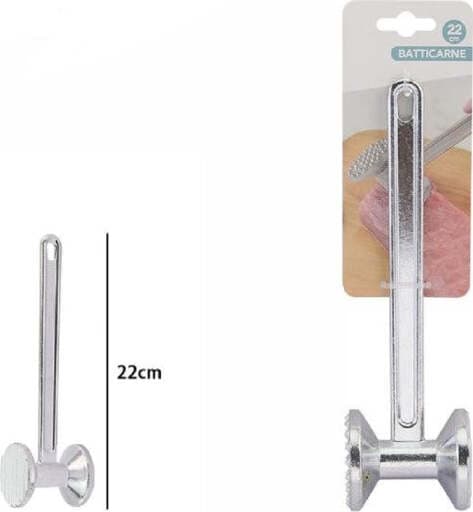BATTICARNE A MARTELLO BATTI CARNE BISTECCA ROTONDO A DOPPIA TESTA DA 22 CM 74186
