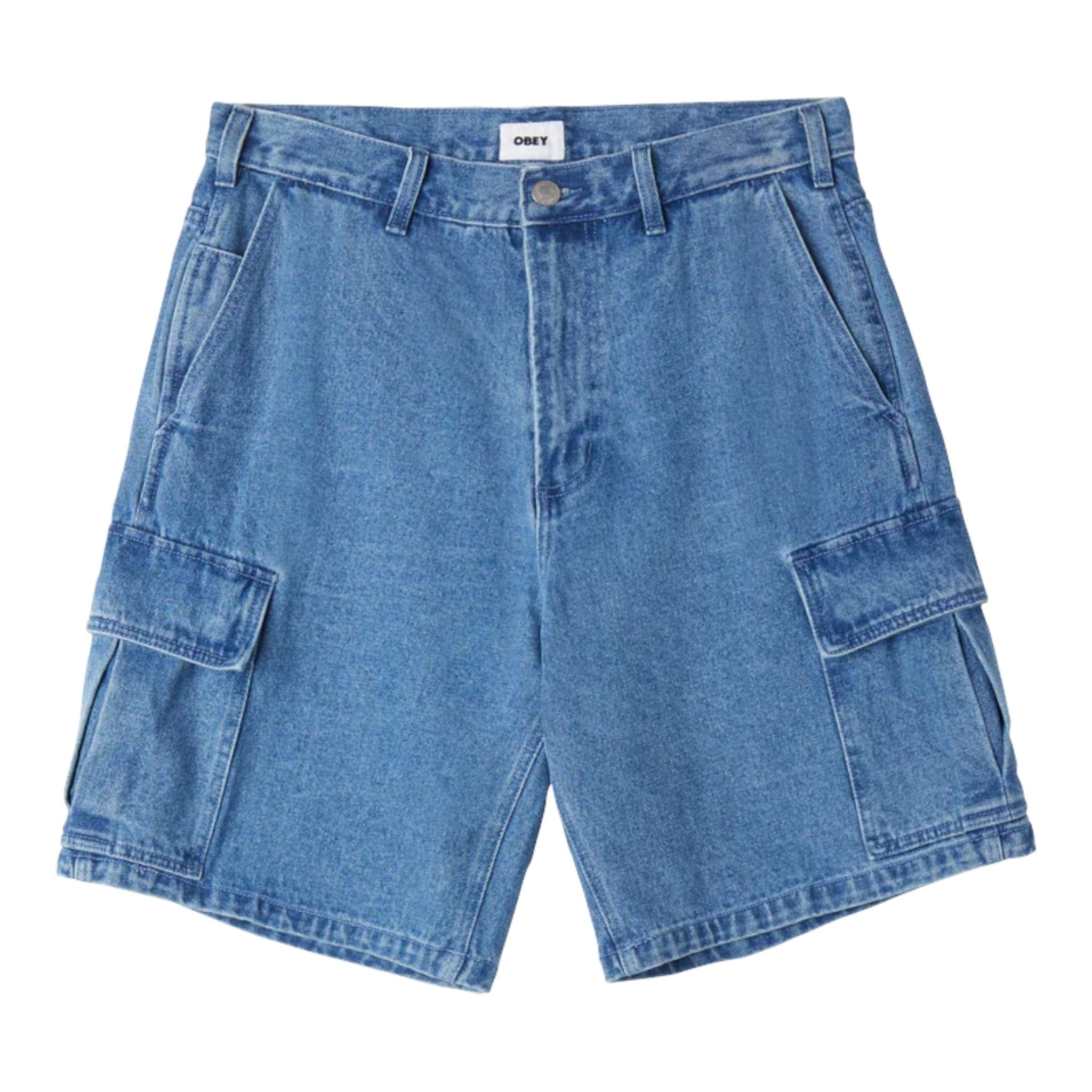 OBEY bermuda obey bigwig baggy denim cargo short - stone wash indigo da uomo in Pantaloncini Drestige - Casamassima, commercioVirtuoso.it