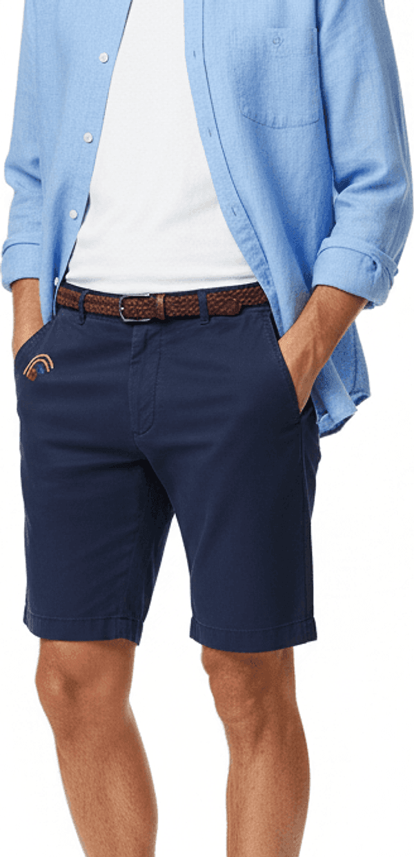 Bermuda uomo BOB - Tinta unita con ricami - colore blu in Pantaloncini Couture - Sestu, commercioVirtuoso.it