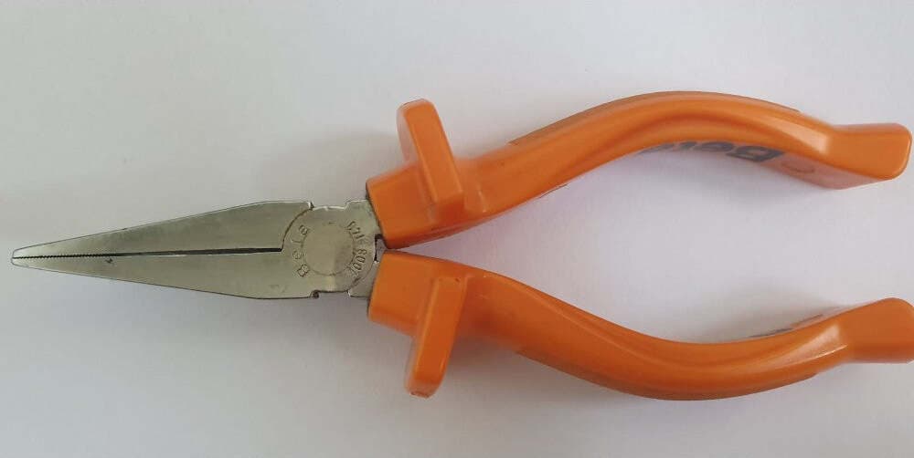 BETA-1008/140---PINZE-A-BECCHI-PIATTI-LUNGHI-ZIGRINATI-140MM-MANICO-ARANCIO