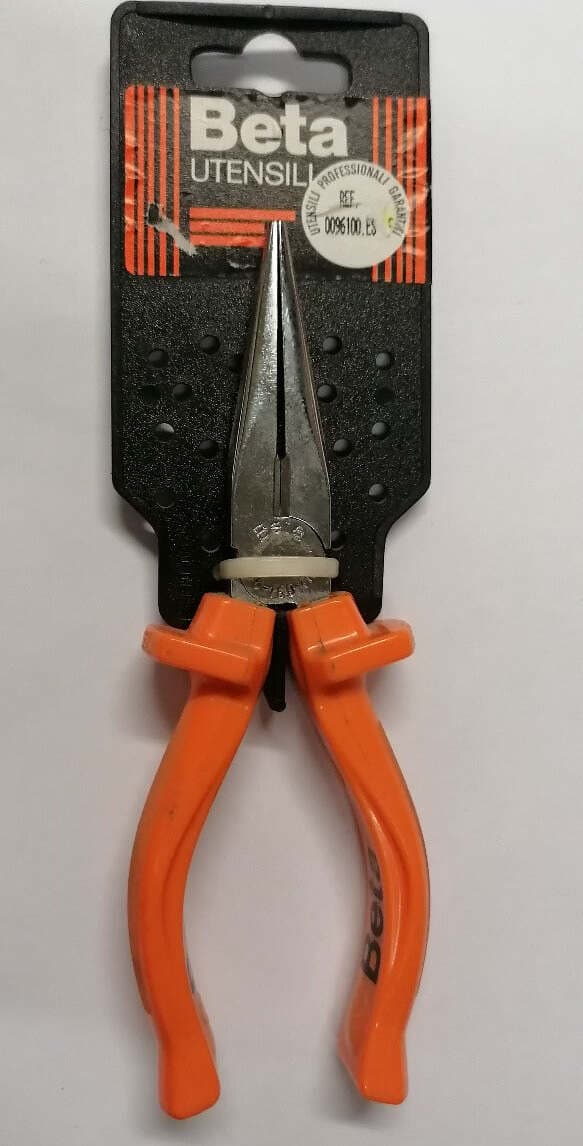 BETA-1166/160---PINZE-A-BECCHI-MOZZOTONDI-LUNGHISSIMI-DIRITTI-ZIGRINATI-160MM-MANICO-ARANCIONE