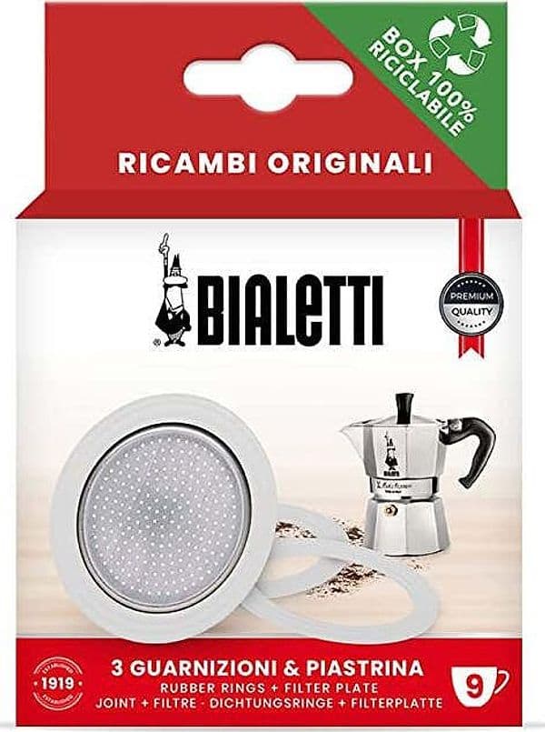 BIALETTI-Guarnizioni-con-filtro-Compatibili-con-Moka-Express-9-tazze-e-Dama