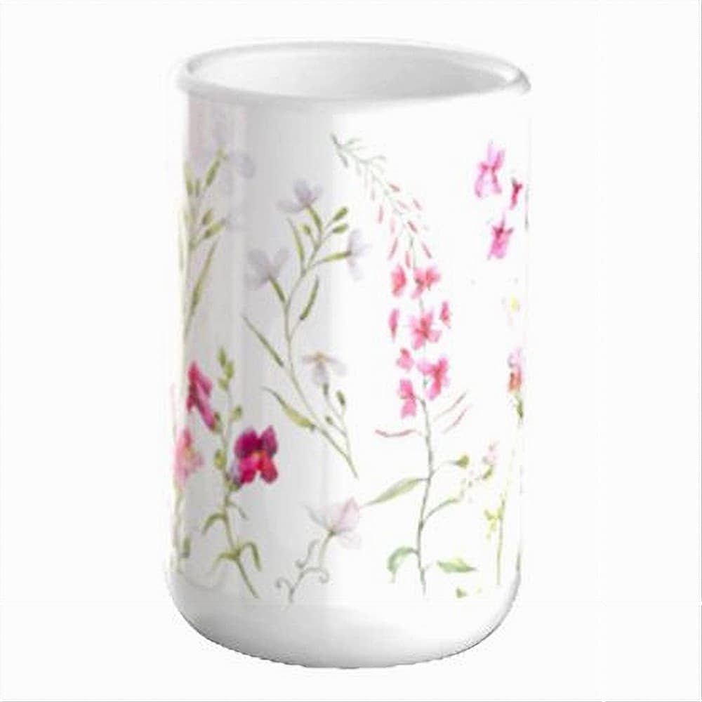 BICCHIERE PORTA SPAZZOLINO BIANCO CON FIORI IN CERAMICA ACCESSORIO BAGNO 69918 in Set di accessori per il bagno Trade Shop italia - Napoli, commercioVirtuoso.it