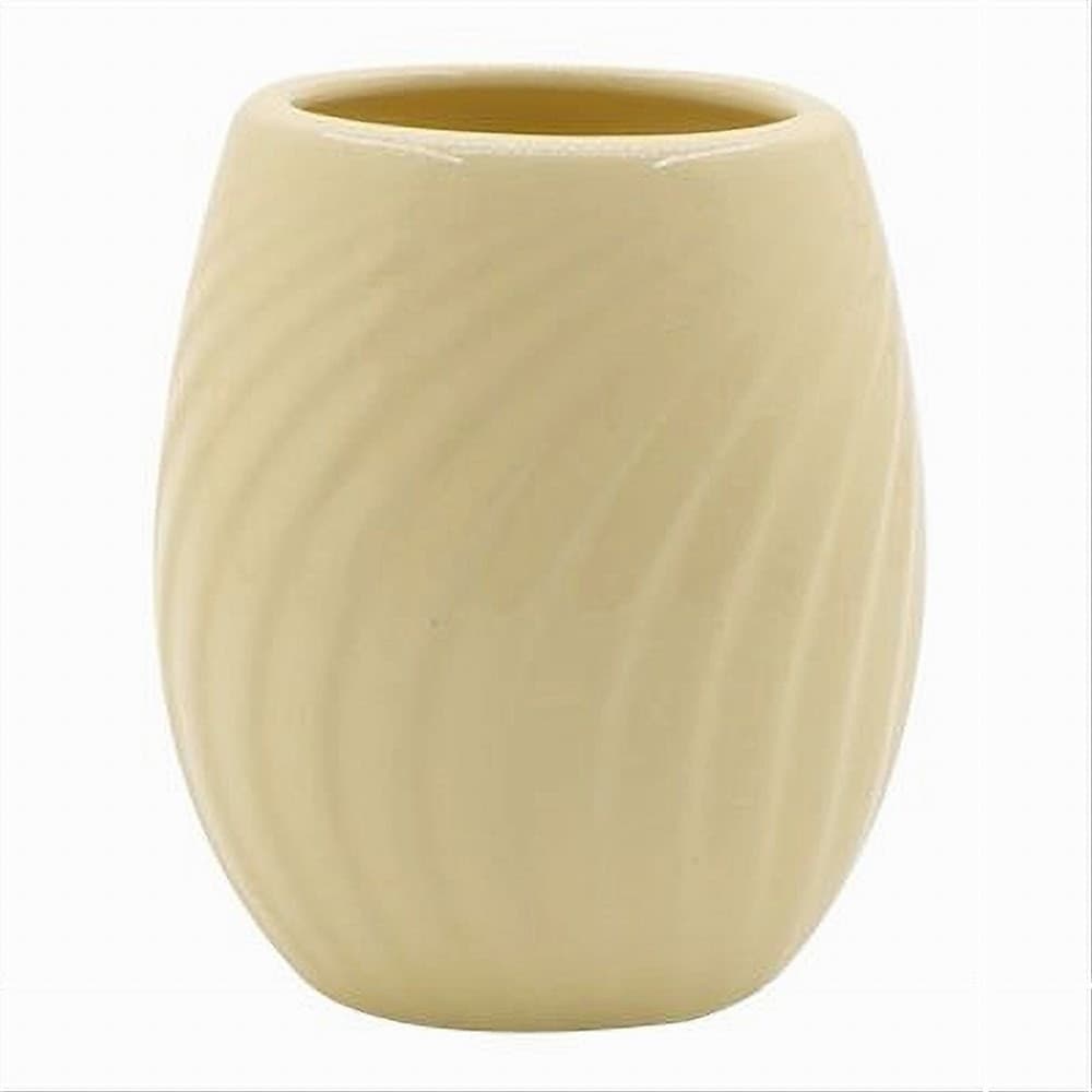 BICCHIERE PORTASPAZZOLINI IN CERAMICA RIGATA GIALLA ACCESSORI ARREDO BAGNO 79961 in Porta spazzolini Trade Shop italia - Napoli, commercioVirtuoso.it