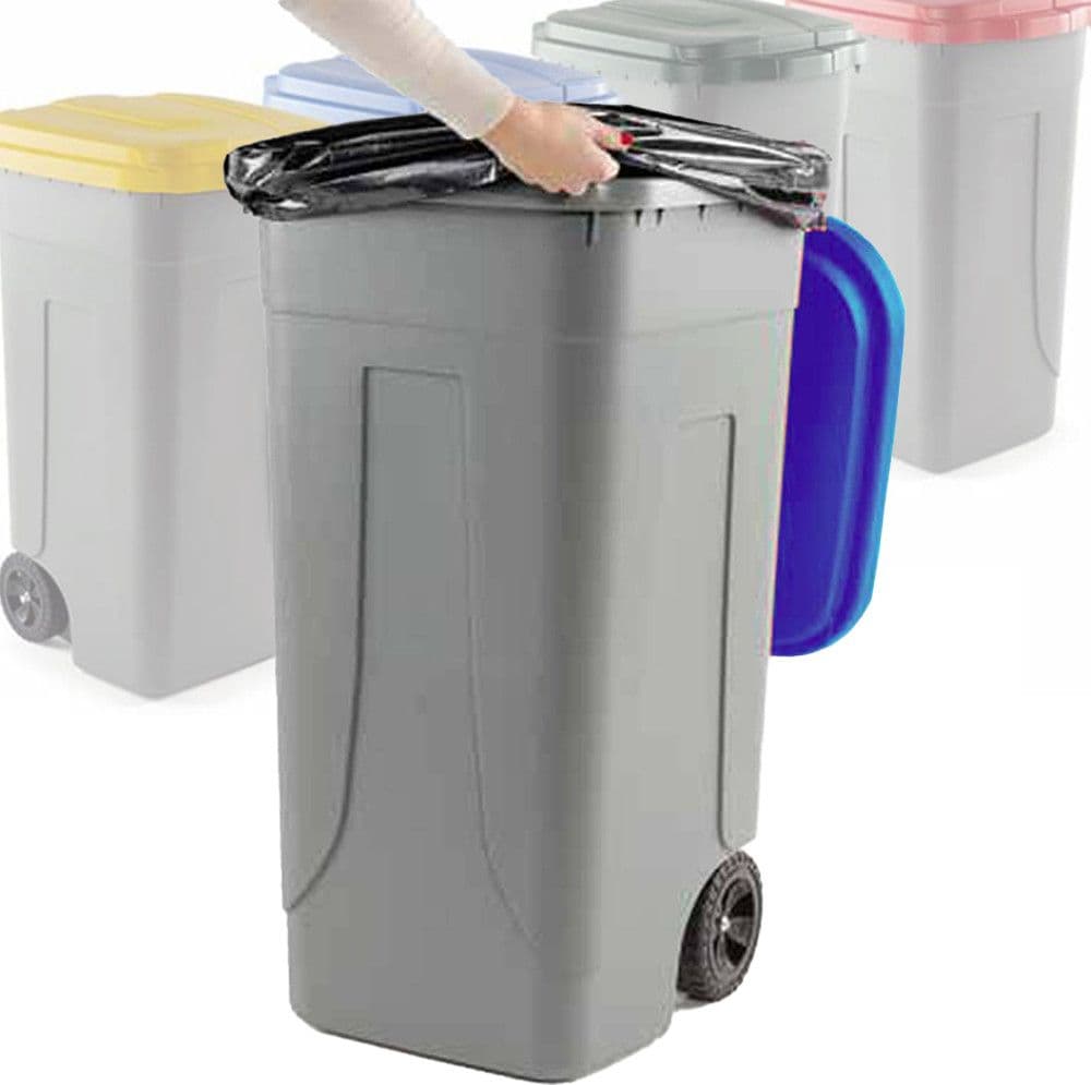 BIDONE RACCOLTA DIFFERENZIATA 100 LITRI CON COPERCHIO COLORATO E RUOTE Casa e cucina/Organizzazione interni/Rifiuti e riciclaggio/Sistemi di contenitori per raccolta differenziata Trade Shop italia - Napoli, Commerciovirtuoso.it