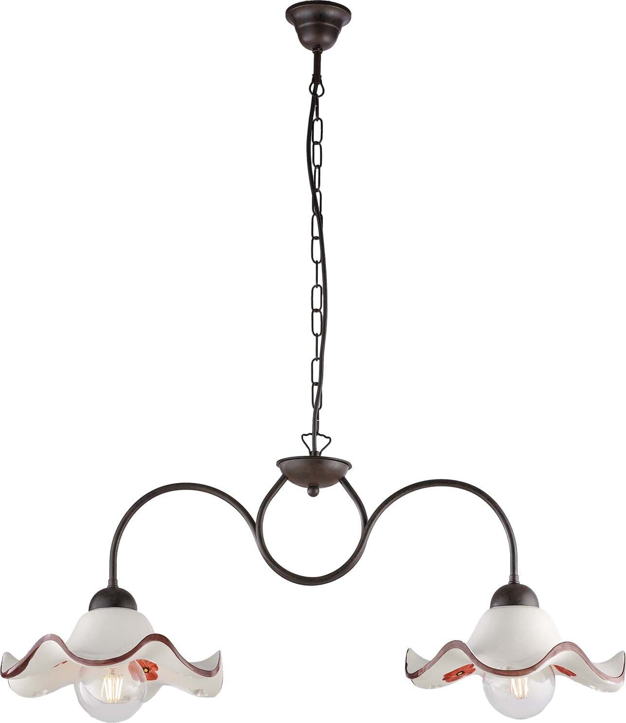 Bilanciere-2-Luci-Anemone-In-Ferro-Laccato-Ruggine-E-Ceramica-Decorata