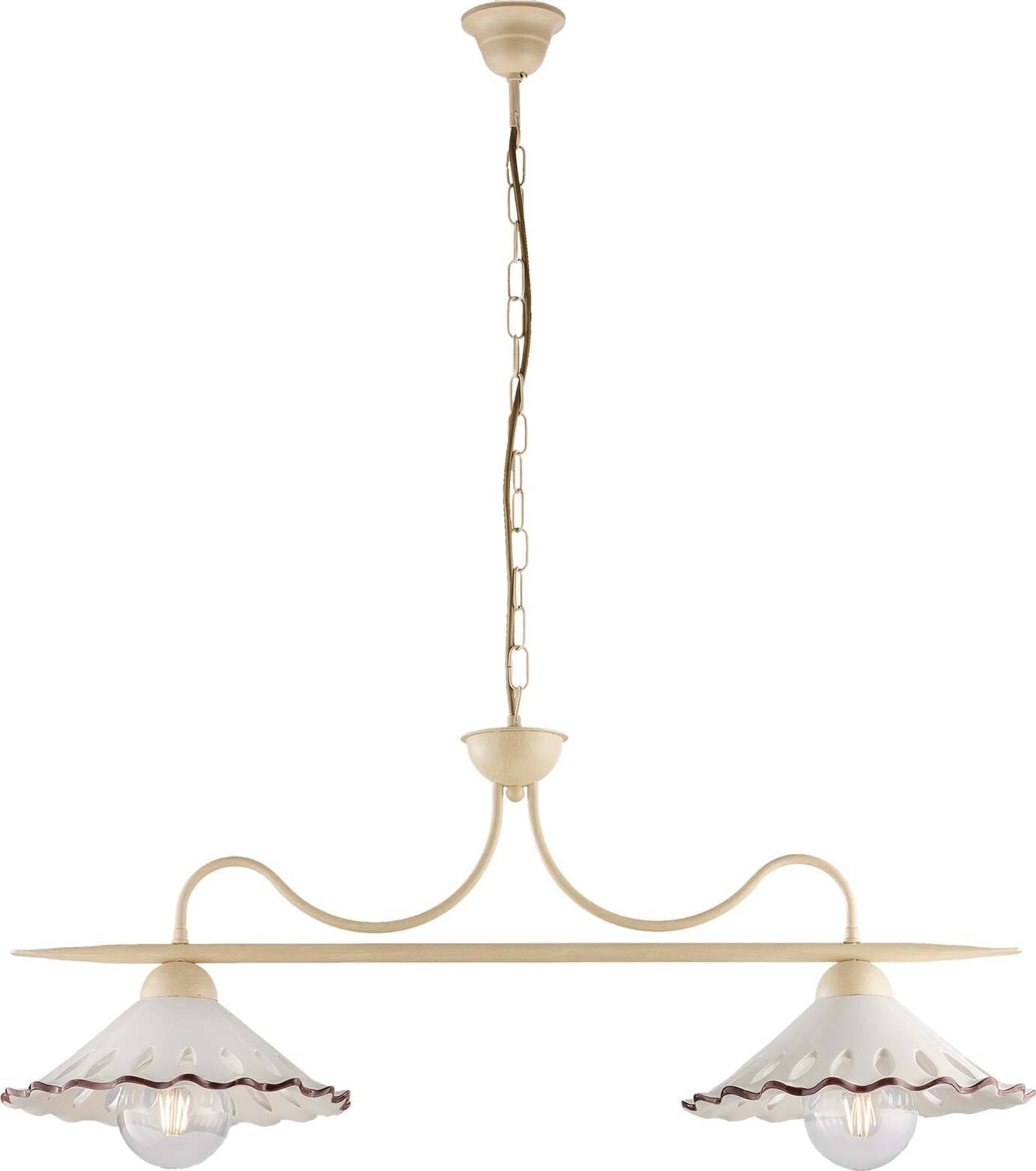 Bilanciere-2-Luci-Osteria-In-Ferro-Avorio-Decapè-E-Coppe-In-Ceramica-Decorata