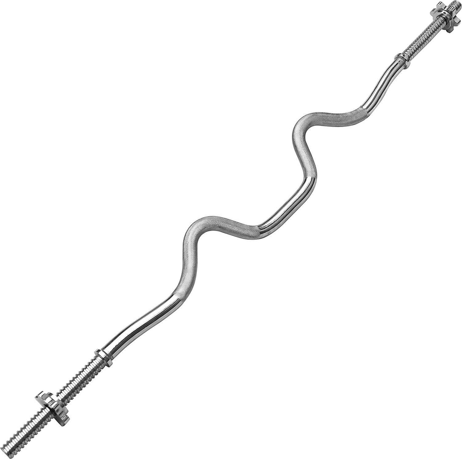 Bilanciere-Curl-Curvo-Ondulato-120cm-Con-Ferma-Dischi-Ez-25mm-Sollevamento-Pesi