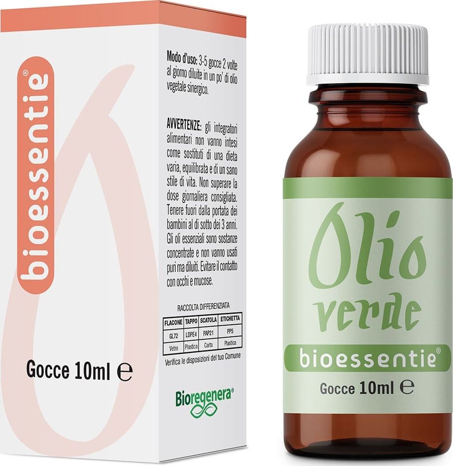 BIOESSENTIE OLIO VERDE olio essenziale per il benessere dell'apparato respiratorio Gocce 10 ml in Oli essenziali Bioregenera - Grosseto, commercioVirtuoso.it