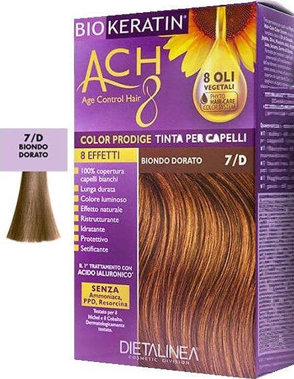 BIOKERATIN-ACH8-Tinta-per-Capelli-Biondo-Dorato-7/D-200-gr-Dietalinea