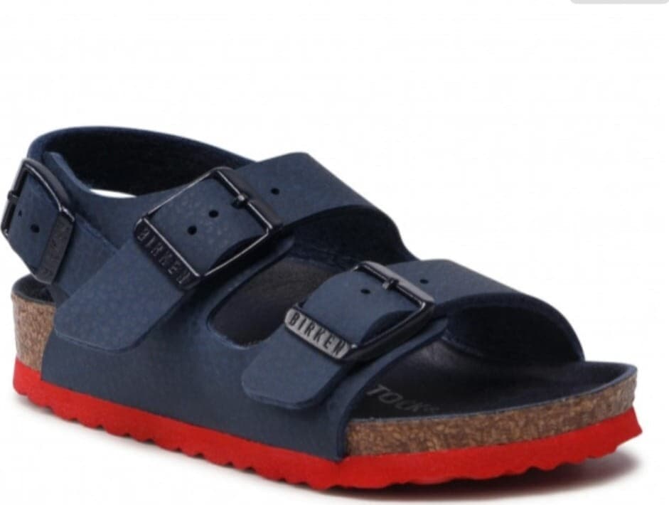 Birkenstock Bimbo Sandalo Blu Fondo Antiscivolo Rosso Sandali 2 Fasce Con Chiusura Tallone Regolabile Plantare Anatomico