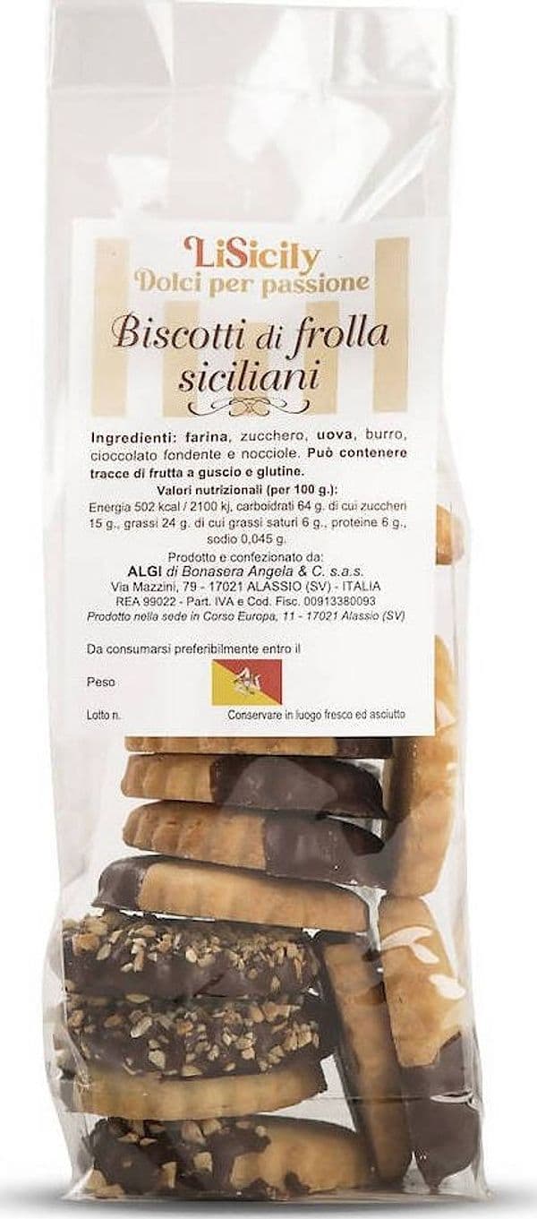 Biscotti pasta frolla Siciliani Glassa al Cioccolato Biscotti Frollini 500gr Fatti a Mano Artigianali Made in Italy alimentari LiSicily dolci per passione - Alassio, Commerciovirtuoso.it