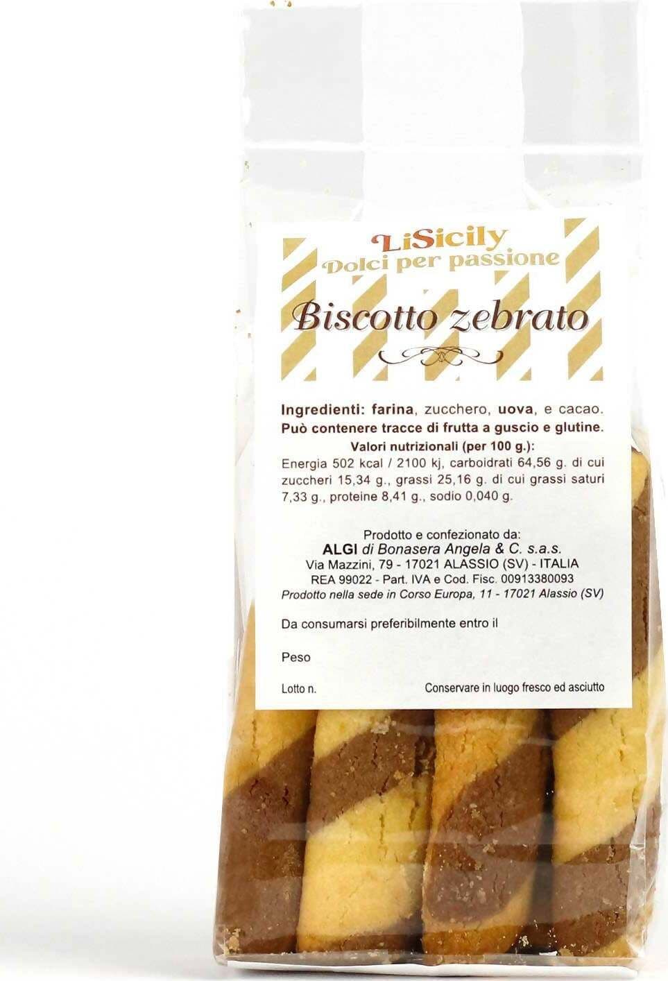 Biscotto Zebrato Artigianale Made in Italy Biscotti Cacao Fatti a Mano 200gr. Biscotti Italiani Tradizionali Classici alimentari LiSicily dolci per passione - Alassio, Commerciovirtuoso.it