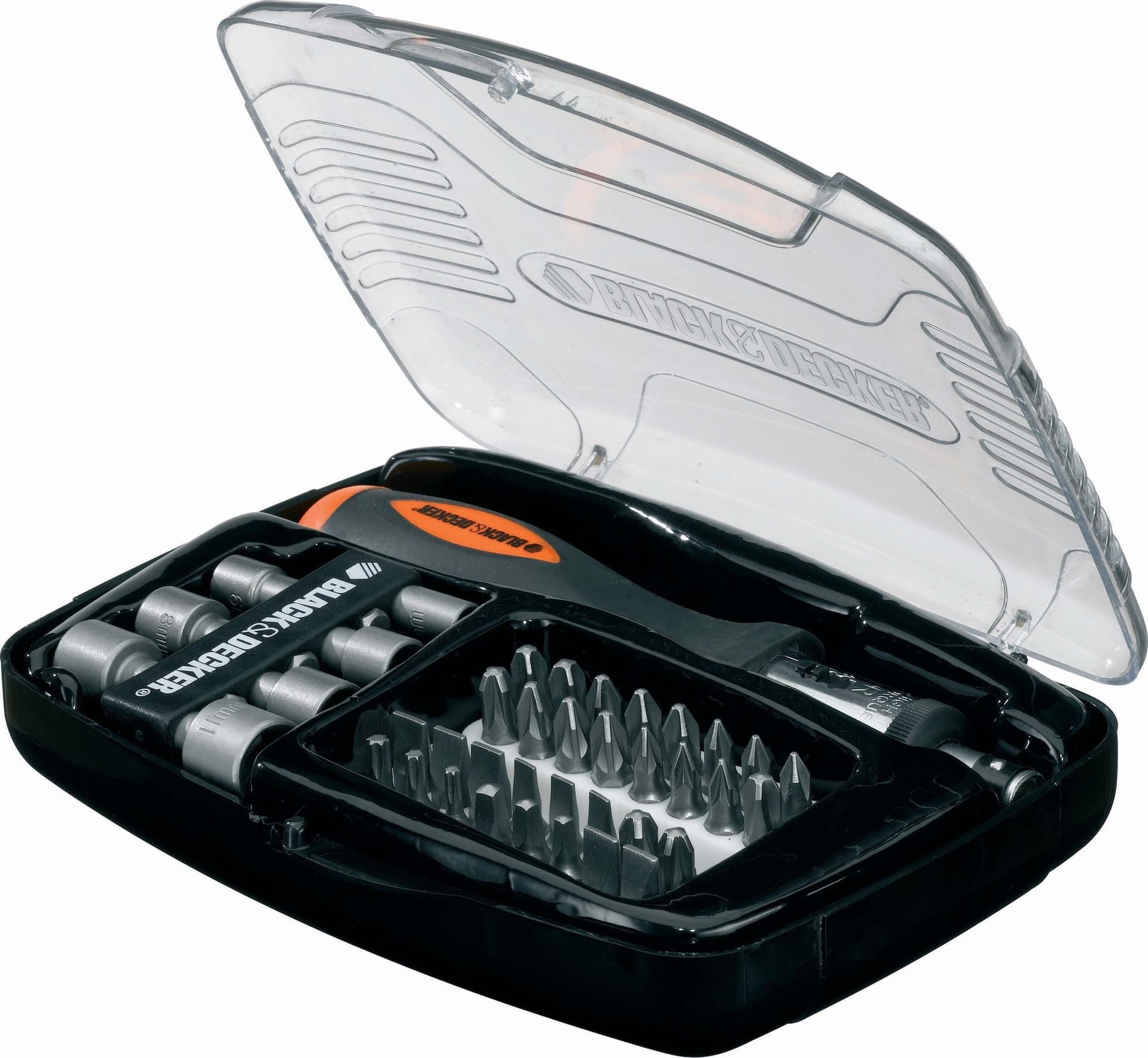 Black + Decker Gift Set 40 Pz 1 Cacciavite a Cricchetto, 32 Inserti Da 25 Mm, 7 Chiavi a Bussola A7062xj Fai da te/Utensili elettrici e a mano/Accessori per utensili elettrici/Accessori per cacciavite/Set punte per cacciavite Ferus - Montoro, Commerciovirtuoso.it