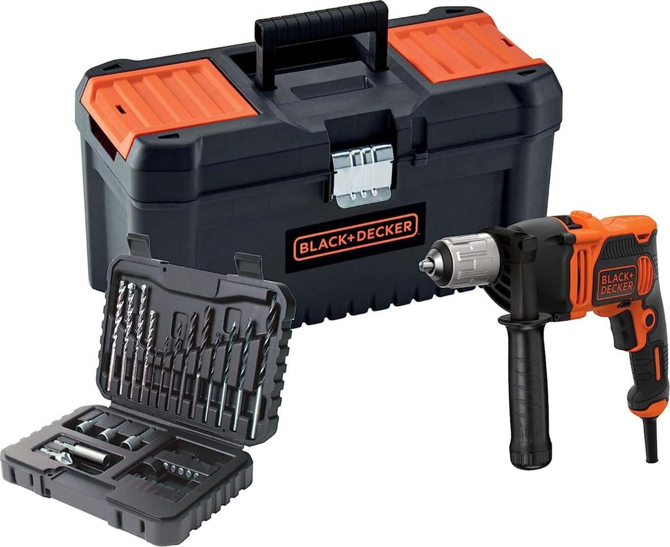 BLACK&DECKER---TRAPANO-A-PERCUSSIONE-ELETTRICO-850-W+ACCESSORI-E-VALIGETTA