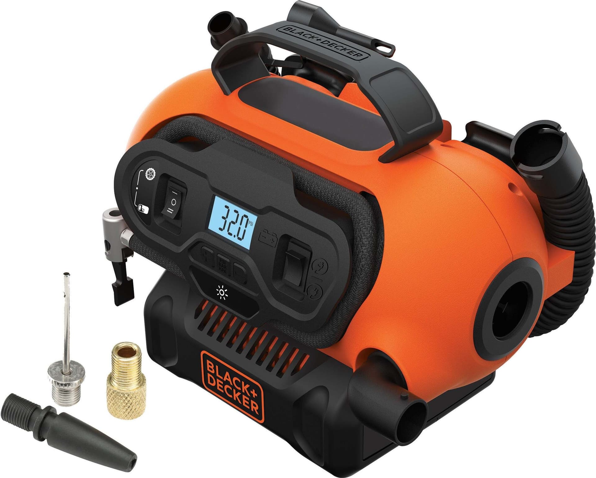 Black+decker Compressore Portatile 12v - 230v Batteria 18v B+d Gonfia E Sgonfia Con Adattatori Fai da te/Utensili elettrici e a mano/Utensili elettrici/Compressori d'aria Ferus - Montoro, Commerciovirtuoso.it