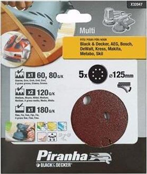 BLACK&DECKER-PIRANHA-5-DISCHI-CARTA-ABRASIVA-PER-ROTORBITALE-mm-125-GRANA-ASSORTITA-X32047