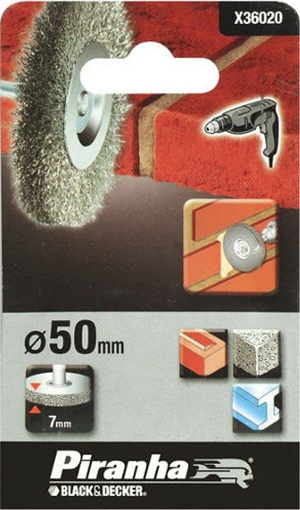 BLACK&DECKER-PIRANHA-SPAZZOLA-CIRCOLARE-mm-50-IN-ACCIAIO-PER-TRAPANI-X36020