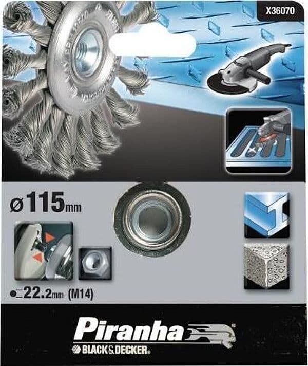 BLACK&DECKER-PIRANHA-SPAZZOLA-CIRCOLARE-PER-ANGOLARI-mm115-M14-ACCIAIO