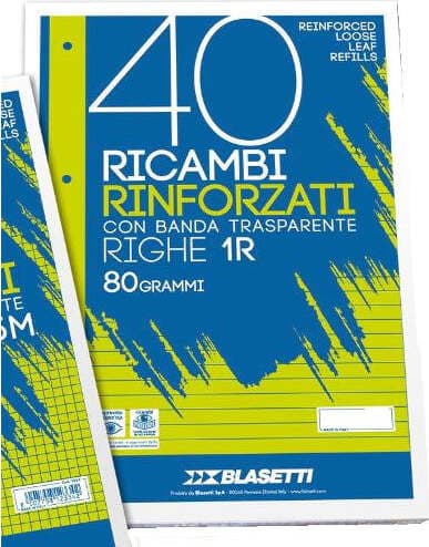 BLASETTI Fogli ad Anelli Rinforzati A4 1R (1 Rigo) - Organizza i Tuoi Appunti con Stile