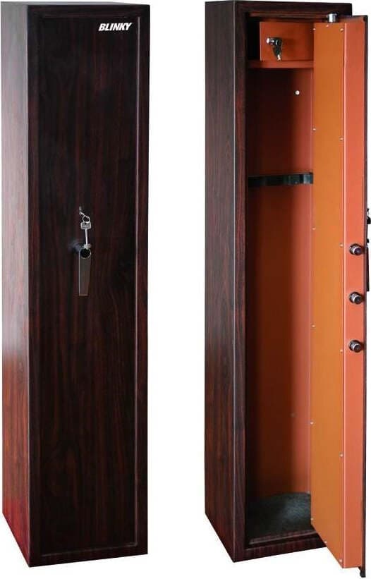 BLINKY---ARMADIO-PORTAFUCILI-5-POSTI-EFFETTO-LEGNO-CON-TESORETTO-INTERNO-PORTAMUNIZIONI-145x35x28-CM