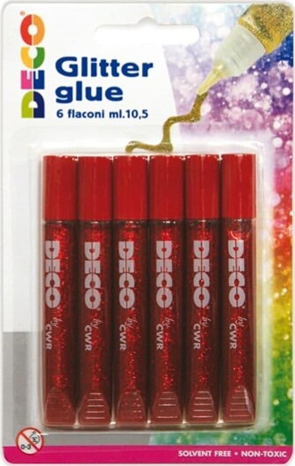 Blister colla glitter - 10 5 ml - rosso - Deco - conf. 6 pezzi Casa e cucina/Hobby creativi/Materiali per hobby creativi/Glitter Eurocartuccia - Pavullo, Commerciovirtuoso.it
