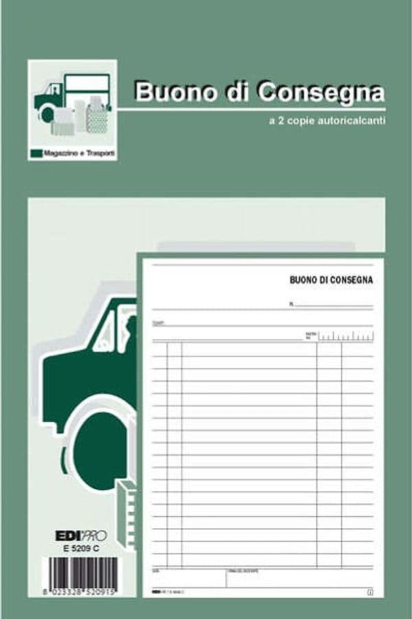 Blocco buoni di consegna - 50-50 fogli ricalcanti - 23 x 15cm - Edipro Cancelleria e prodotti per ufficio/Archivio ufficio e accessori per scrivania/Modulistica e conservazione registri/Libri e registri contabili Eurocartuccia - Pavullo, Commerciovirtuoso.it