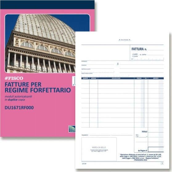 Blocco fatture per regime forfettario - 50-50 - copie autoric. - 21 5 x 14 8 cm - DU1671RF000 - Data Ufficio Cancelleria e prodotti per ufficio/Archivio ufficio e accessori per scrivania/Modulistica e conservazione registri/Libri e registri contabili Eurocartuccia - Pavullo, Commerciovirtuoso.it