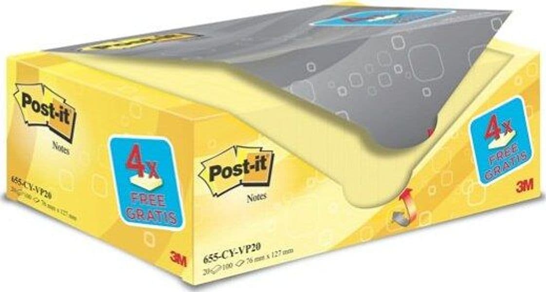 Blocco foglietti Post it - 655CY-VP20 - 76 x 127 mm - 72 gr - giallo Canary - Post it - conf. 20 blocchi Cancelleria e prodotti per ufficio/Carta blocchi e quaderni/Blocchi appunti taccuini e diari/Blocchetti memo adesivi Eurocartuccia - Pavullo, Commerciovirtuoso.it