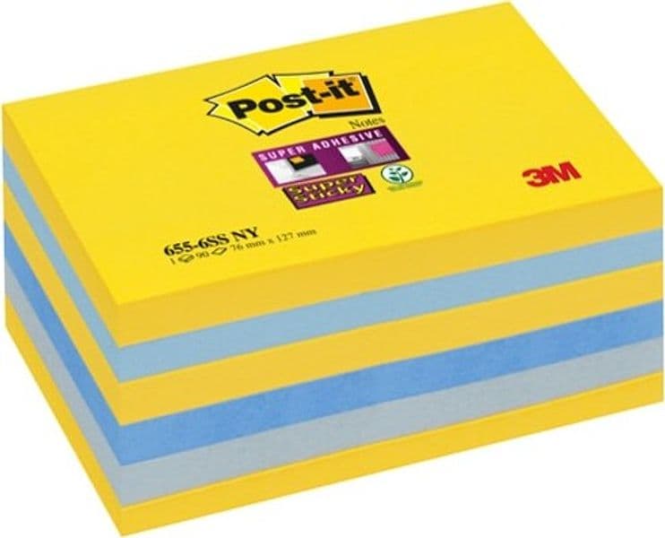 Blocco foglietti Post it Super Sticky - 655-6SS-NY - 76 x 127 mm - colore New York - 90 fogli - Post it Cancelleria e prodotti per ufficio/Carta blocchi e quaderni/Blocchi appunti taccuini e diari/Blocchetti memo adesivi Eurocartuccia - Pavullo, Commerciovirtuoso.it