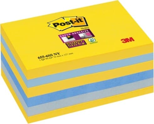 Blocco foglietti Post it Super Sticky - 655-6SS-NY - 76 x 127 mm - colore New York - 90 fogli - Post it Cancelleria e prodotti per ufficio/Carta blocchi e quaderni/Blocchi appunti taccuini e diari/Blocchetti memo adesivi Eurocartuccia - Pavullo, Commerciovirtuoso.it