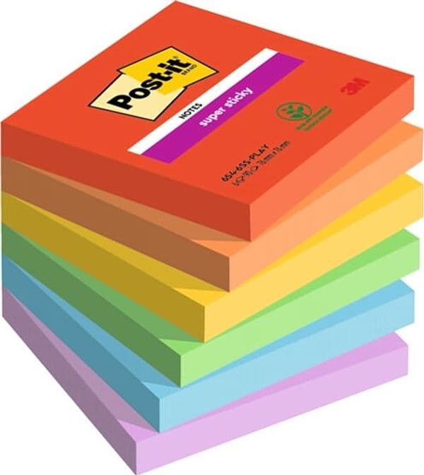 Blocco Post it Super Sticky - 654-6SS-PLAY - 76 x 76 mm - colori Playful - 90 fogli - Post it - conf. 6 pezzi Cancelleria e prodotti per ufficio/Carta blocchi e quaderni/Blocchi appunti taccuini e diari/Blocchetti memo adesivi Eurocartuccia - Pavullo, Commerciovirtuoso.it