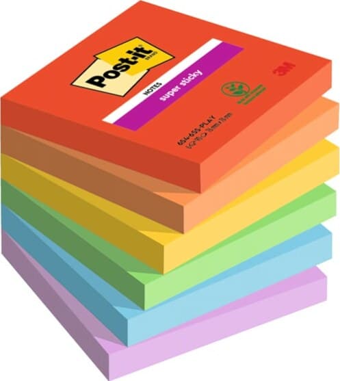 Blocco Post it Super Sticky - 654-6SS-PLAY - 76 x 76 mm - colori Playful - 90 fogli - Post it - conf. 6 pezzi Cancelleria e prodotti per ufficio/Carta blocchi e quaderni/Blocchi appunti taccuini e diari/Blocchetti memo adesivi Eurocartuccia - Pavullo, Commerciovirtuoso.it