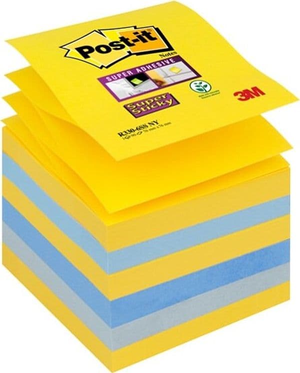 Blocco Post it Super Sticky Z Notes - R330-6SS-NY - 76 x 76 mm - colore New York - 90 fogli - Post it Cancelleria e prodotti per ufficio/Carta blocchi e quaderni/Blocchi appunti taccuini e diari/Blocchetti memo adesivi Eurocartuccia - Pavullo, Commerciovirtuoso.it
